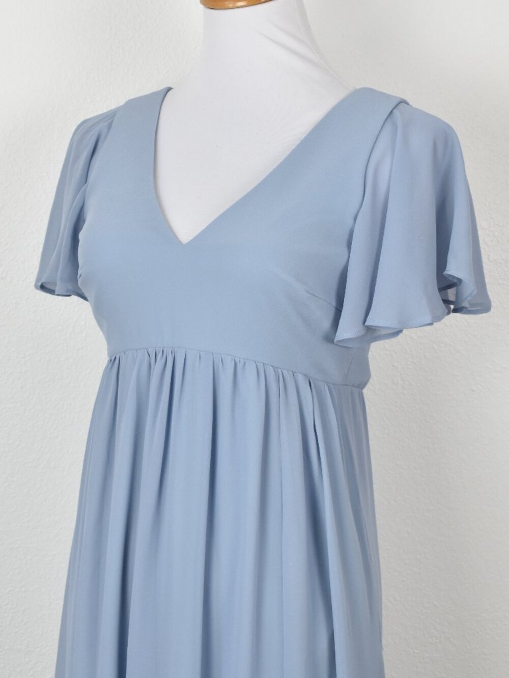 Birdy Grey HANNAH Dusty Blue Chiffon Flutter Sleeve Dress - XS - Picture 3 of 10